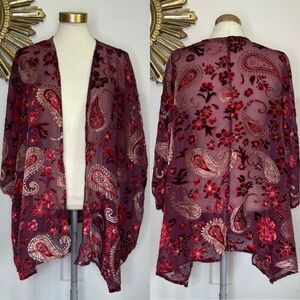 Umgee Velvet Paisley Floral Kimono
